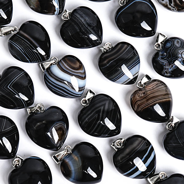 Black Striped Agate Hearts-ToShay.org