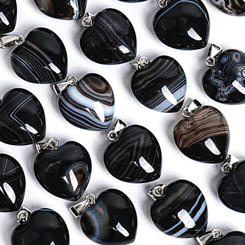 Black Striped Agate Hearts-ToShay.org
