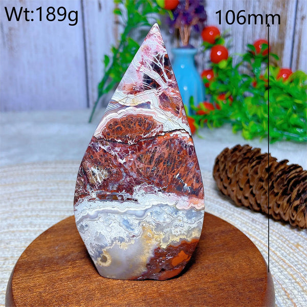 Red White Agate Druzy Flame-ToShay.org