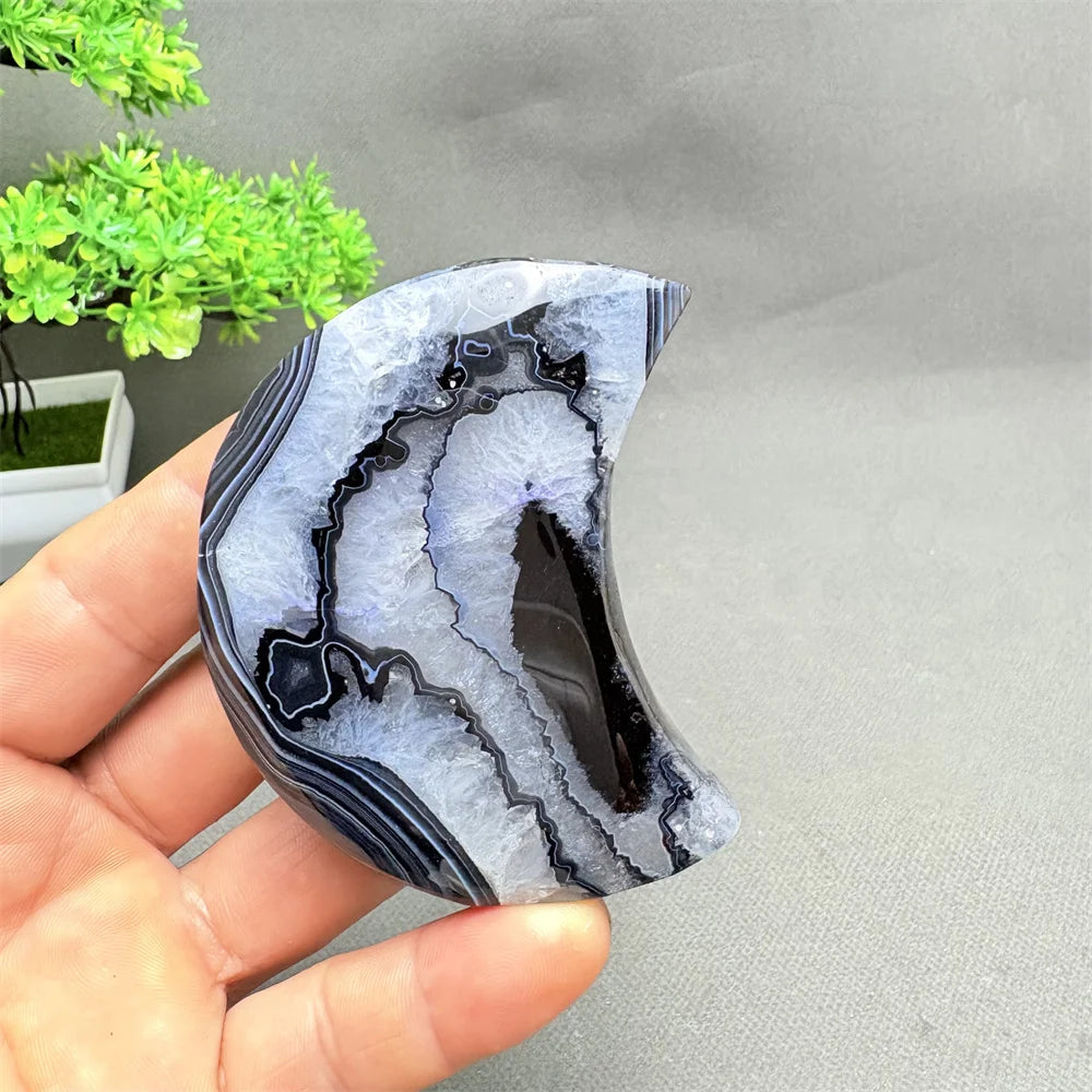 Black Agate Crescent Moon-ToShay.org