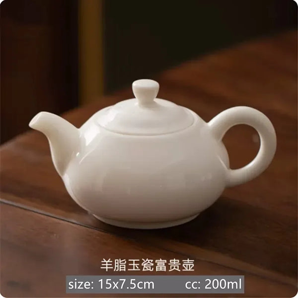 White Porcelain Teapot-ToShay.org