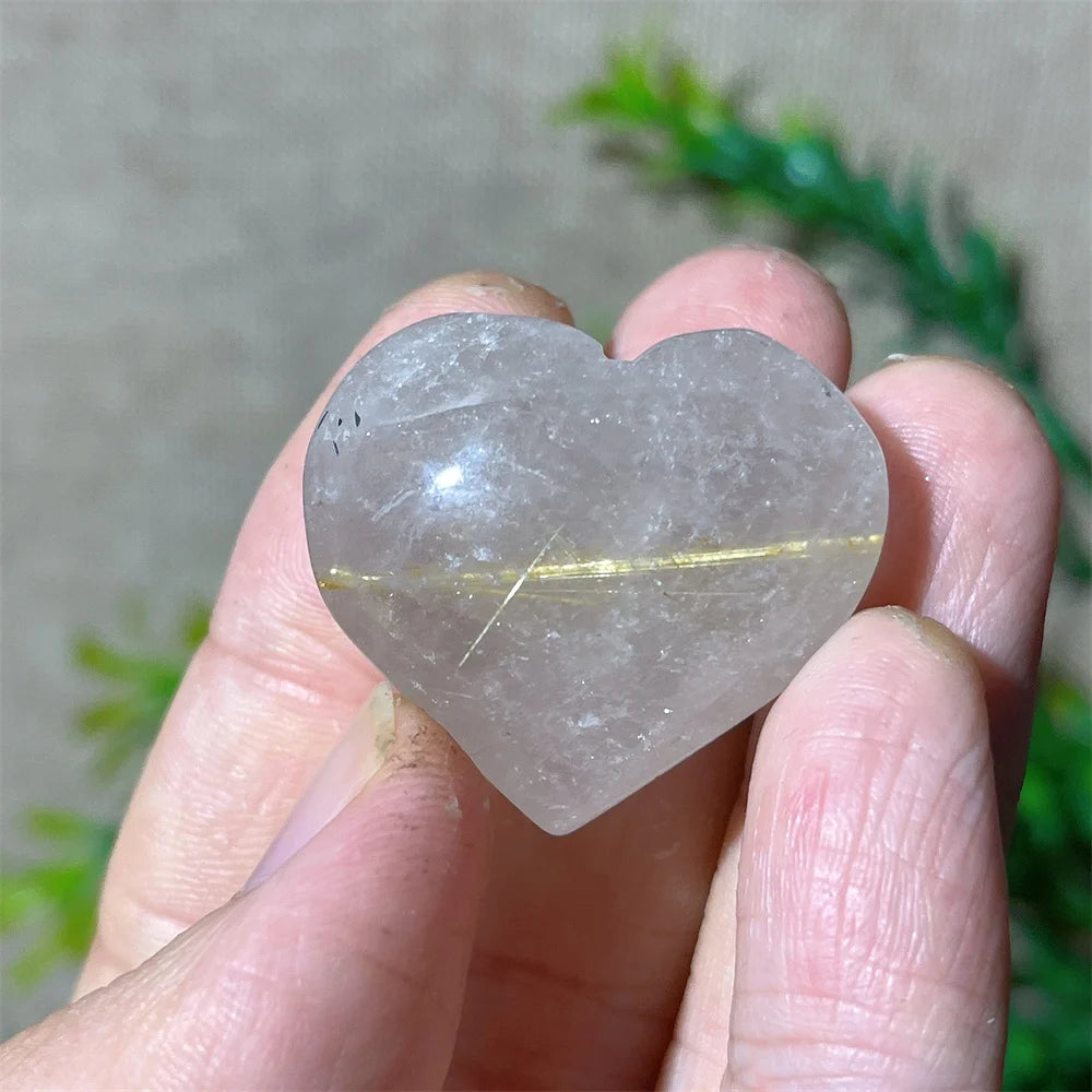 Gold Hair Rutile Quartz Heart-ToShay.org
