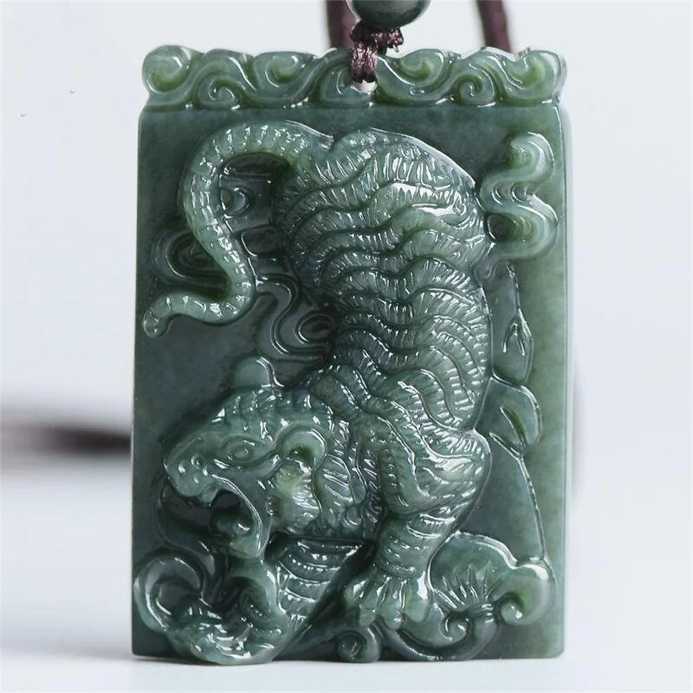 Green Jade Tiger Pendant-ToShay.org