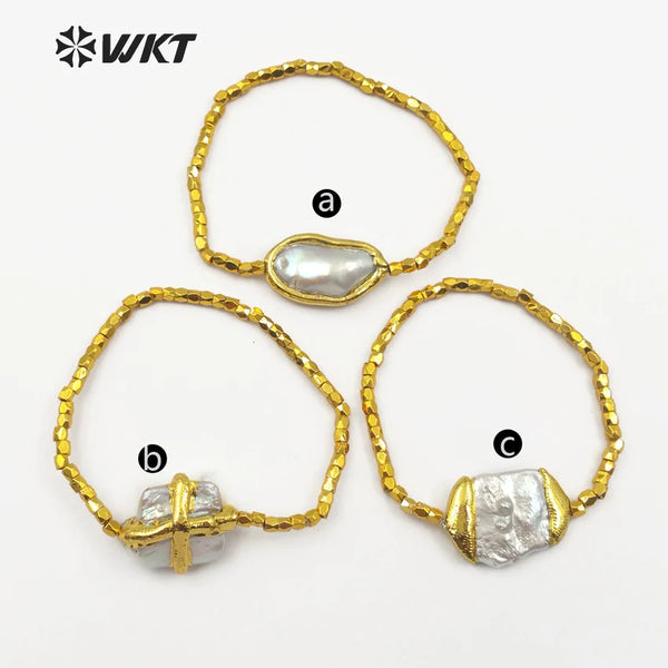 White Pearl Chain Bracelet-ToShay.org