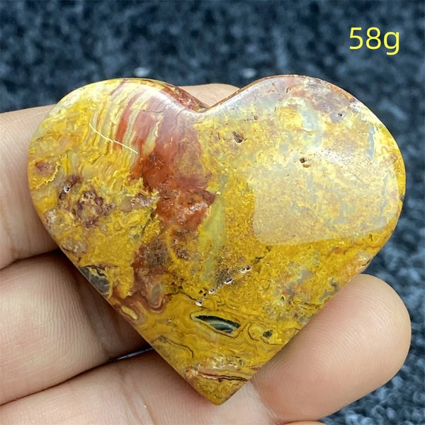 Yellow Crazy Agate Hearts-ToShay.org