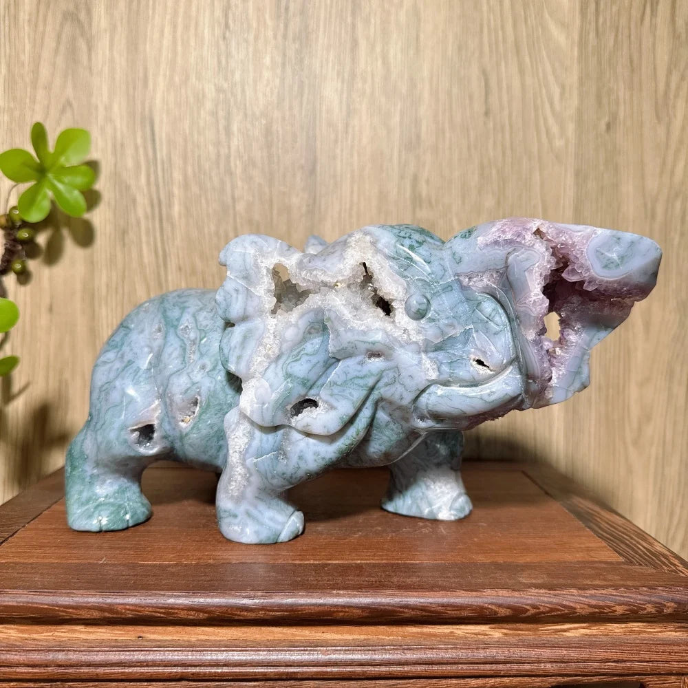 Green Moss Agate Amethyst Elephant-ToShay.org