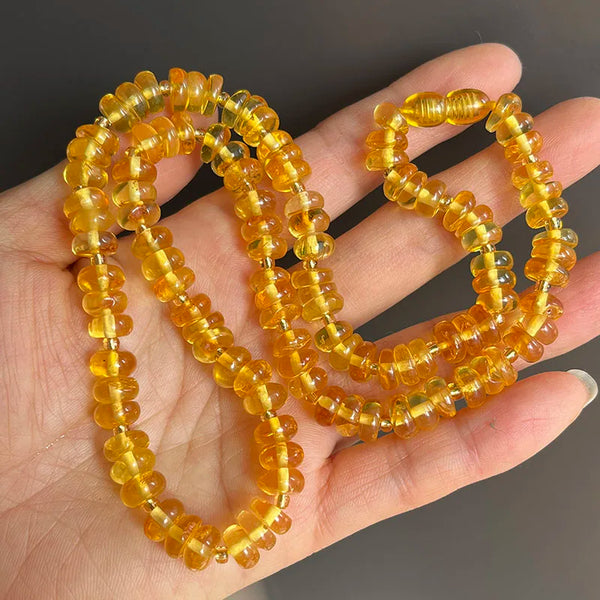 Yellow Amber Bead Necklace-ToShay.org