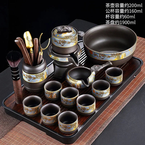 Black Ceramic Rotation Tea Sets-ToShay.org