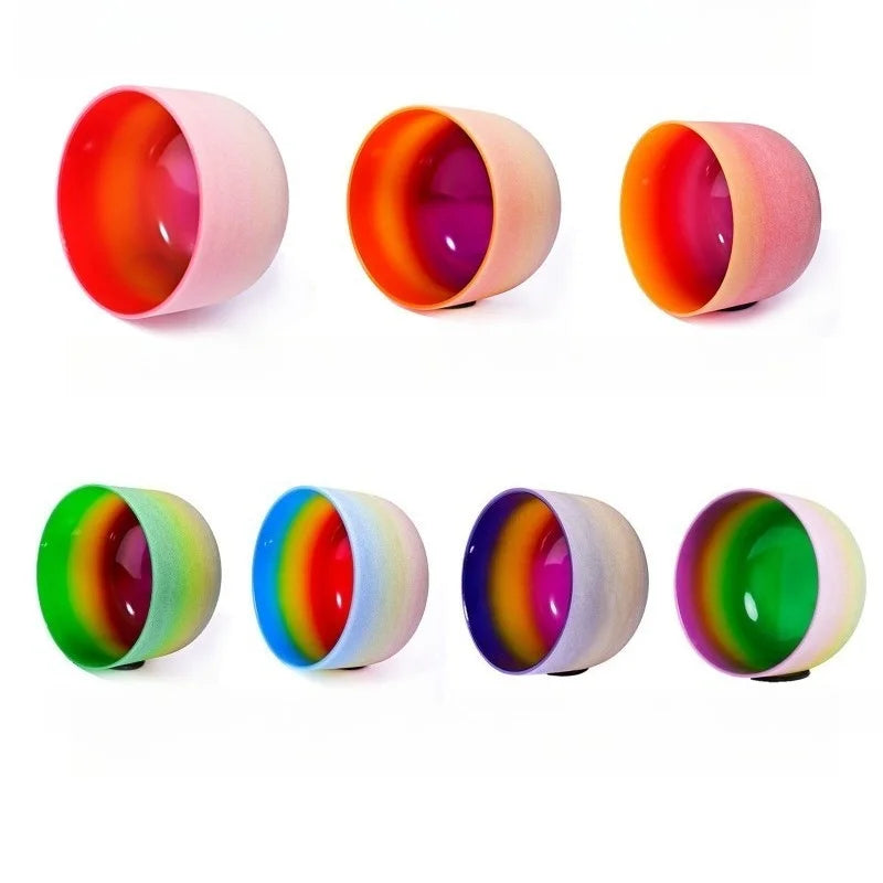 Rainbow Frosted Crystal Singing Bowls-ToShay.org
