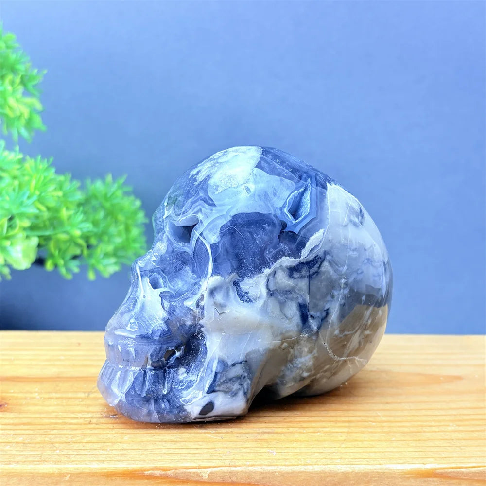 Grey Volcanic Agate Skull-ToShay.org