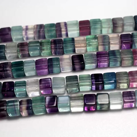 Rainbow Fluorite Cube Beads-ToShay.org