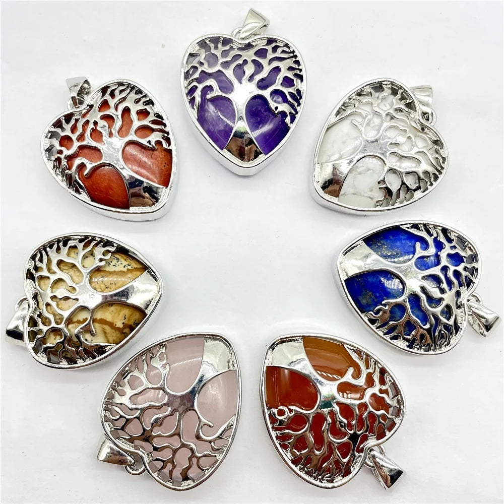 Mixed Crystal Quartz Tree Pendants-ToShay.org