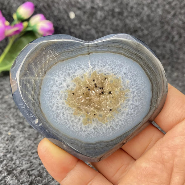Grey Agate Geode Heart-ToShay.org