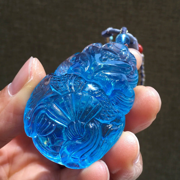 Blue Aquamarine Fox Pendant-ToShay.org