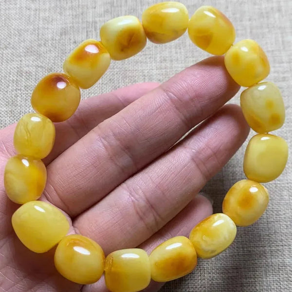 Yellow Amber Bead Bracelet-ToShay.org