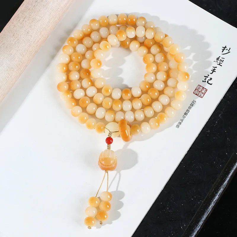 White Jade Bodhi Beads-ToShay.org