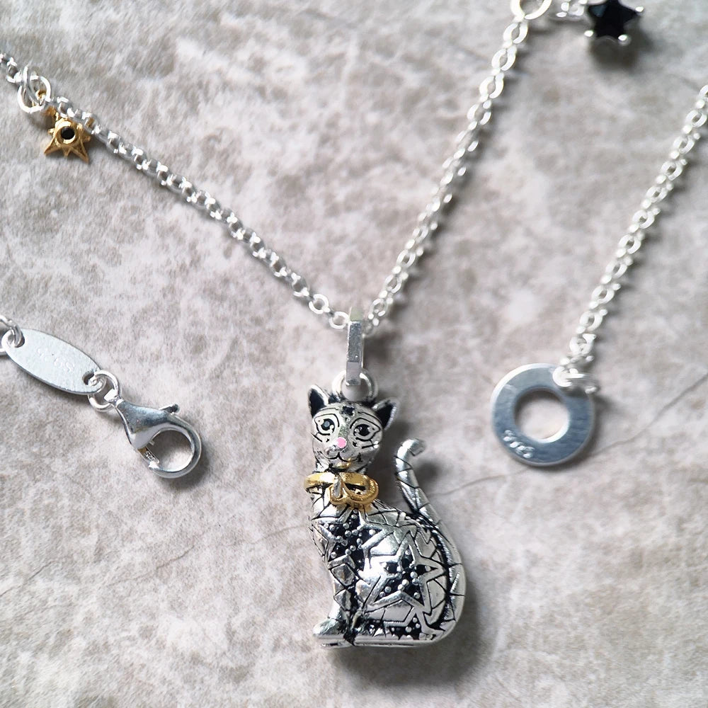 Silver Cat Pendant Necklace-ToShay.org
