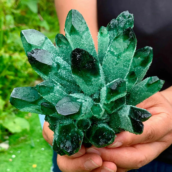 Green Phantom Quartz Crystal Cluster-ToShay.org