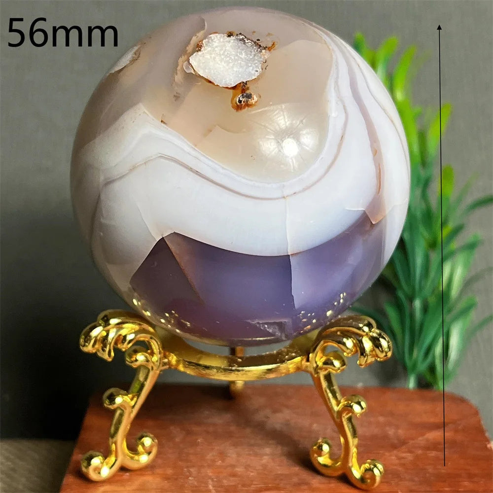 Green Purple Flower Agate Ball-ToShay.org