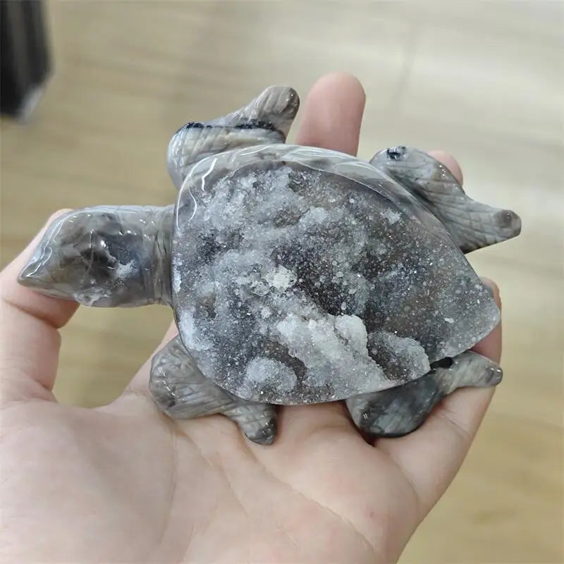 Grey Agate Druzy Turtle-ToShay.org