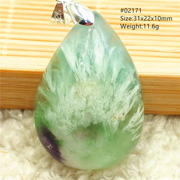 Green Feather Fluorite Pendant-ToShay.org