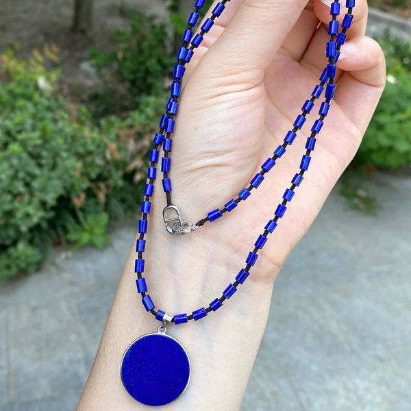 Blue Lapis Lazuli Pendant Necklace-ToShay.org
