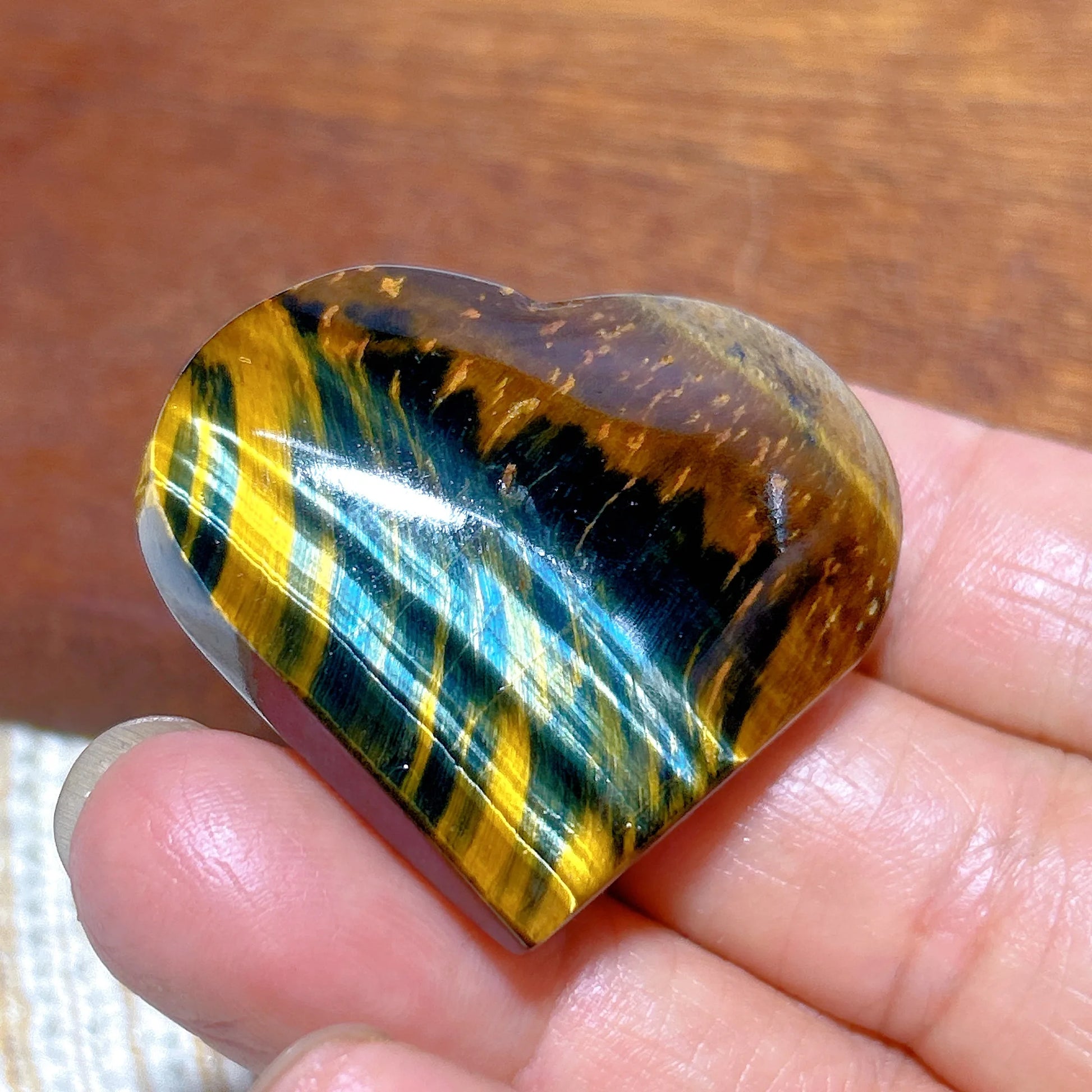 Yellow Blue Tiger Eye Heart-ToShay.org