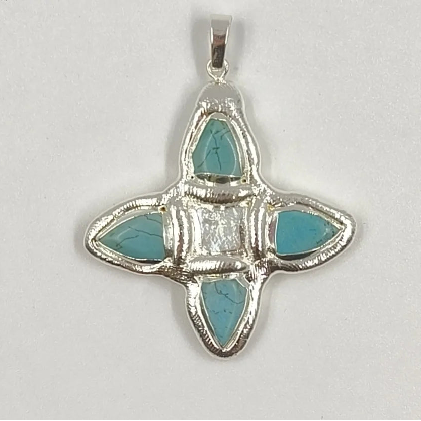 Blue Turquoise Cross Pendant-ToShay.org
