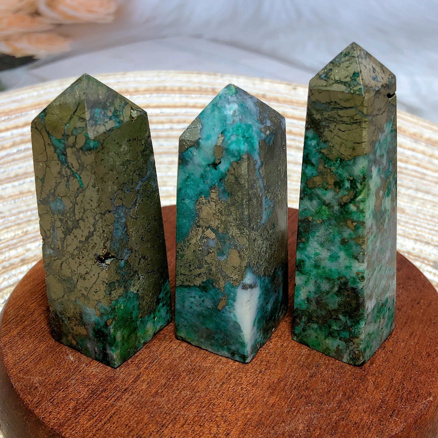 Blue Dioptase Pyrite Tower-ToShay.org