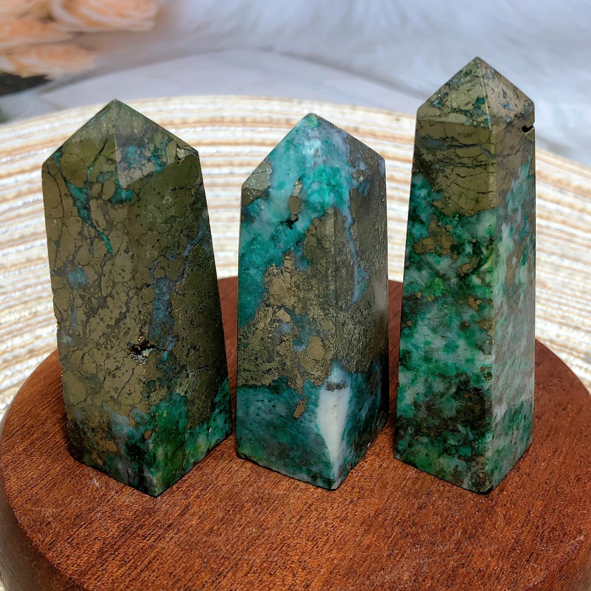 Blue Dioptase Pyrite Tower-ToShay.org