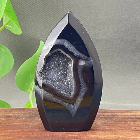 Black Agate Geode Flame-ToShay.org