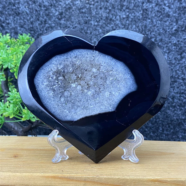 Black Agate Geode Heart-ToShay.org