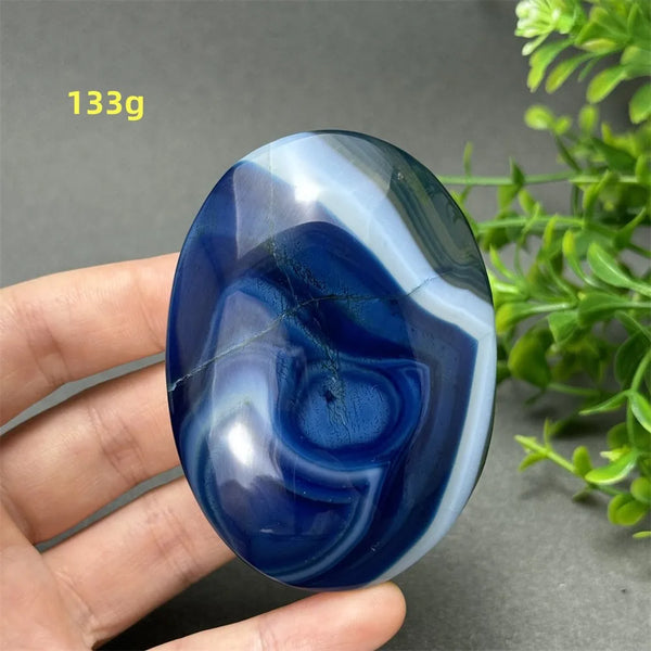 Blue Agate Palm Stone-ToShay.org
