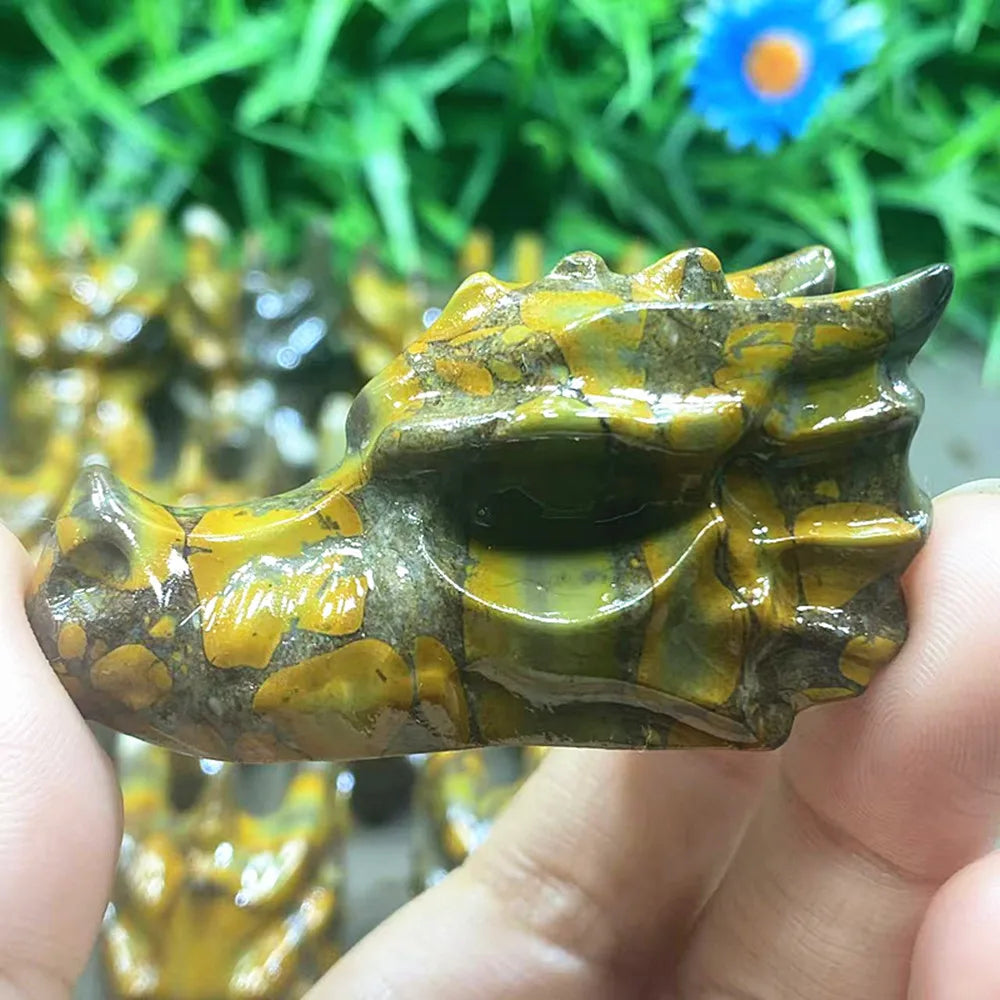 Yellow Quartz Dragon Skull-ToShay.org