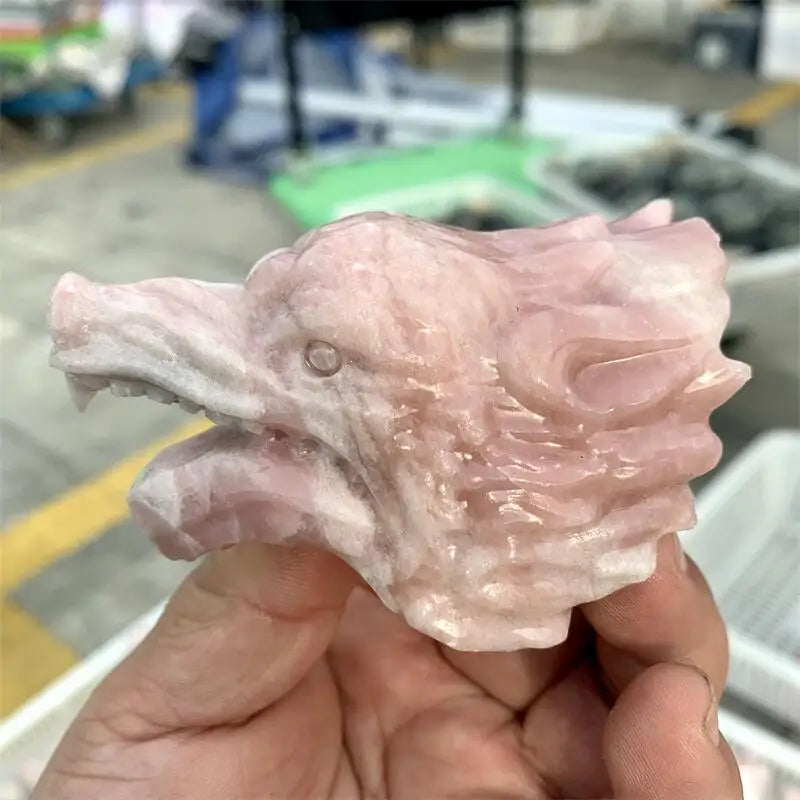 Pink Opal Wolf Head-ToShay.org