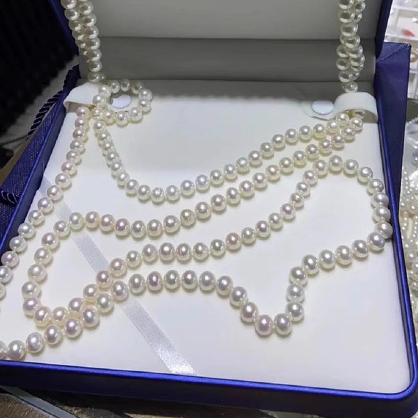 White Pearl Bead Necklace-ToShay.org