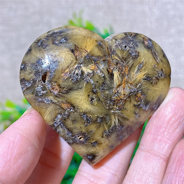 Yellow Hair Agate Heart-ToShay.org