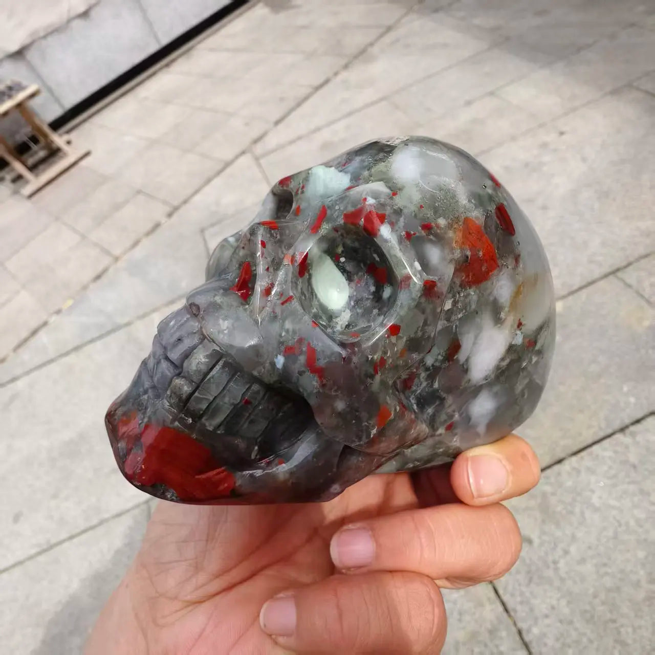 Green Dragons Blood Stone Skull-ToShay.org