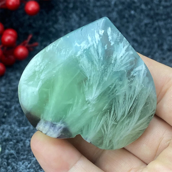 Green Feather Fluorite Heart-ToShay.org