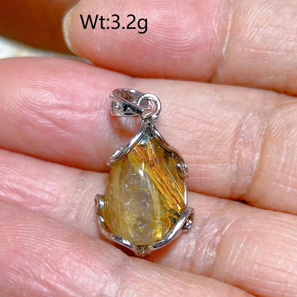 Gold Rutilated Pendant-ToShay.org