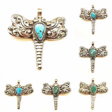 Silver Dragonfly Pendants-ToShay.org