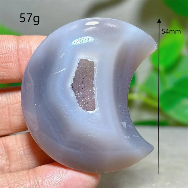 Grey Agate Silk Druzy Moon-ToShay.org