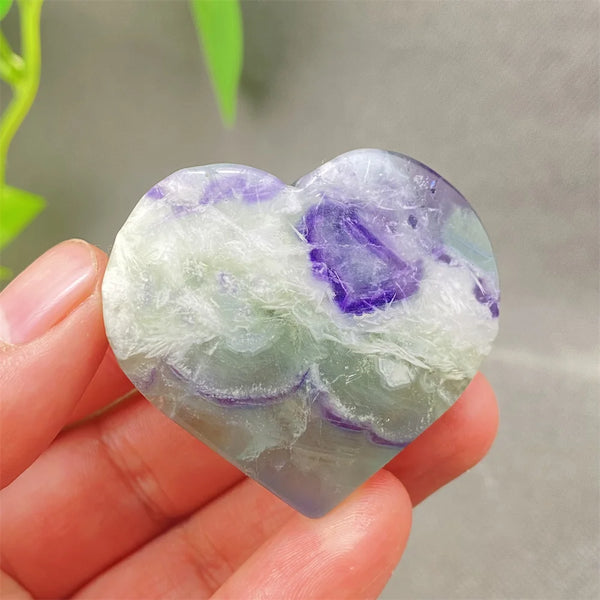 Green Feather Fluorite Heart-ToShay.org