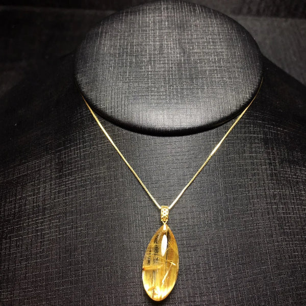 Gold Rutilated Quartz Pendant-ToShay.org