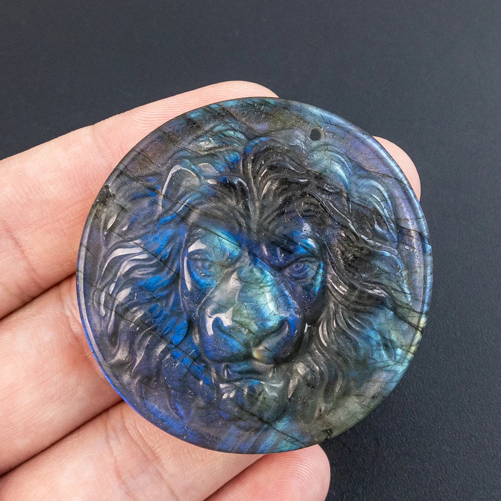 Blue Labradorite Lion Plate-ToShay.org