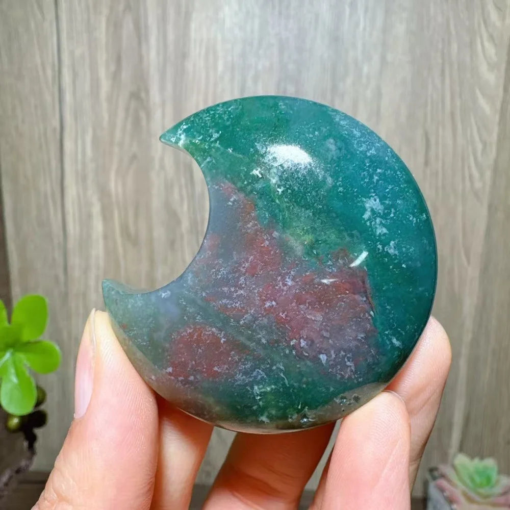 Green Moss Agate Moon-ToShay.org