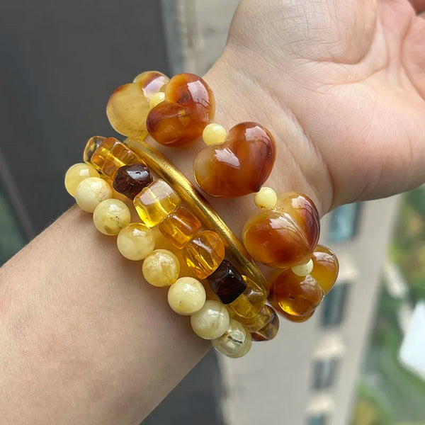 Yellow Amber Heart Bracelets-ToShay.org