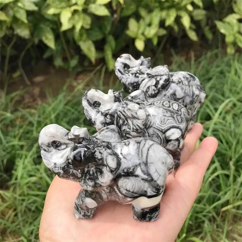 Black White Shellstone Elephant-ToShay.org