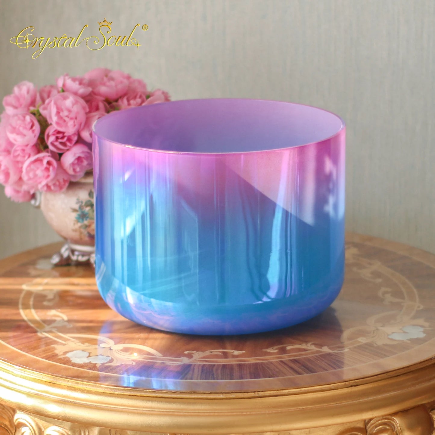 Crystal Soul New 11 Inch Gradient Blue pink Crystal Singing Bowl Sound Healing Long Sustain Sound-ToShay.org