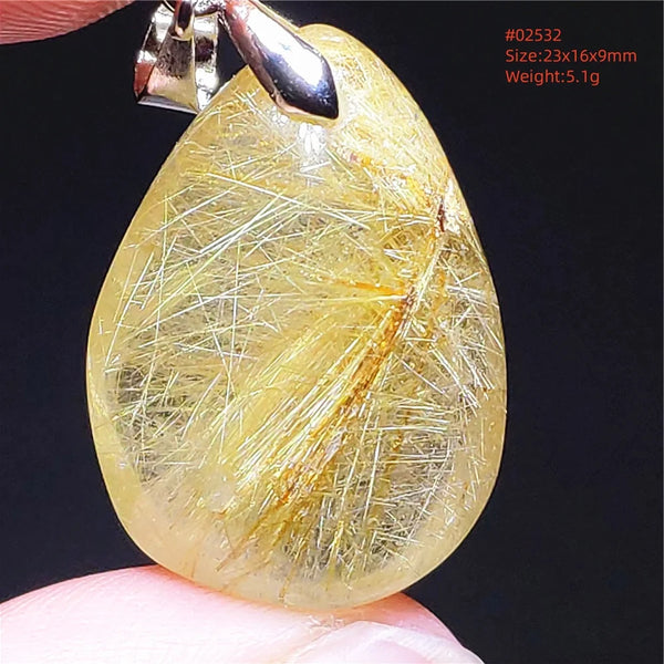 Gold Rutilated Quartz Pendant-ToShay.org